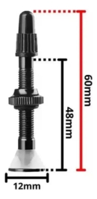Par V&aacute;lvulas Tubeless Bico Fino 48mm Bike Mtb Tsw Preto