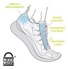 Cadarço Elástico Lock Laces® Tênis Corrida Running Cor Cinza Listras