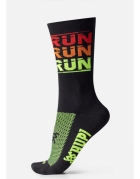 Meia Hupi Run Corrida Esporte Cano M&eacute;dio Running Poliamida Run Run Run Preto &Uacute;nico