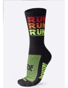 Meia Hupi Run Corrida Esporte Cano M&eacute;dio Running Poliamida Run Run Run Preto &Uacute;nico