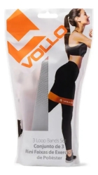 Kit 3 Faixas Elásticas Mini Bands De Poliéster Vollo Laranja/cinza/cinza Escuro
