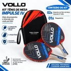 2x Raquetes De T&ecirc;nis De Mesa Impulse Iv Vollo + Raqueteira 